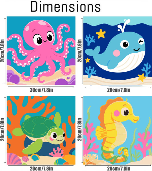 KYOQFVN framed 4-pack whale painting supports focus during craft time