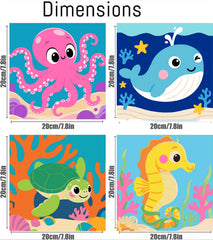 KYOQFVN framed 4-pack whale painting supports focus during craft time