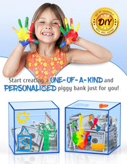 Kypeeka blue acrylic piggy bank with pattern sticker adds playful inspiration