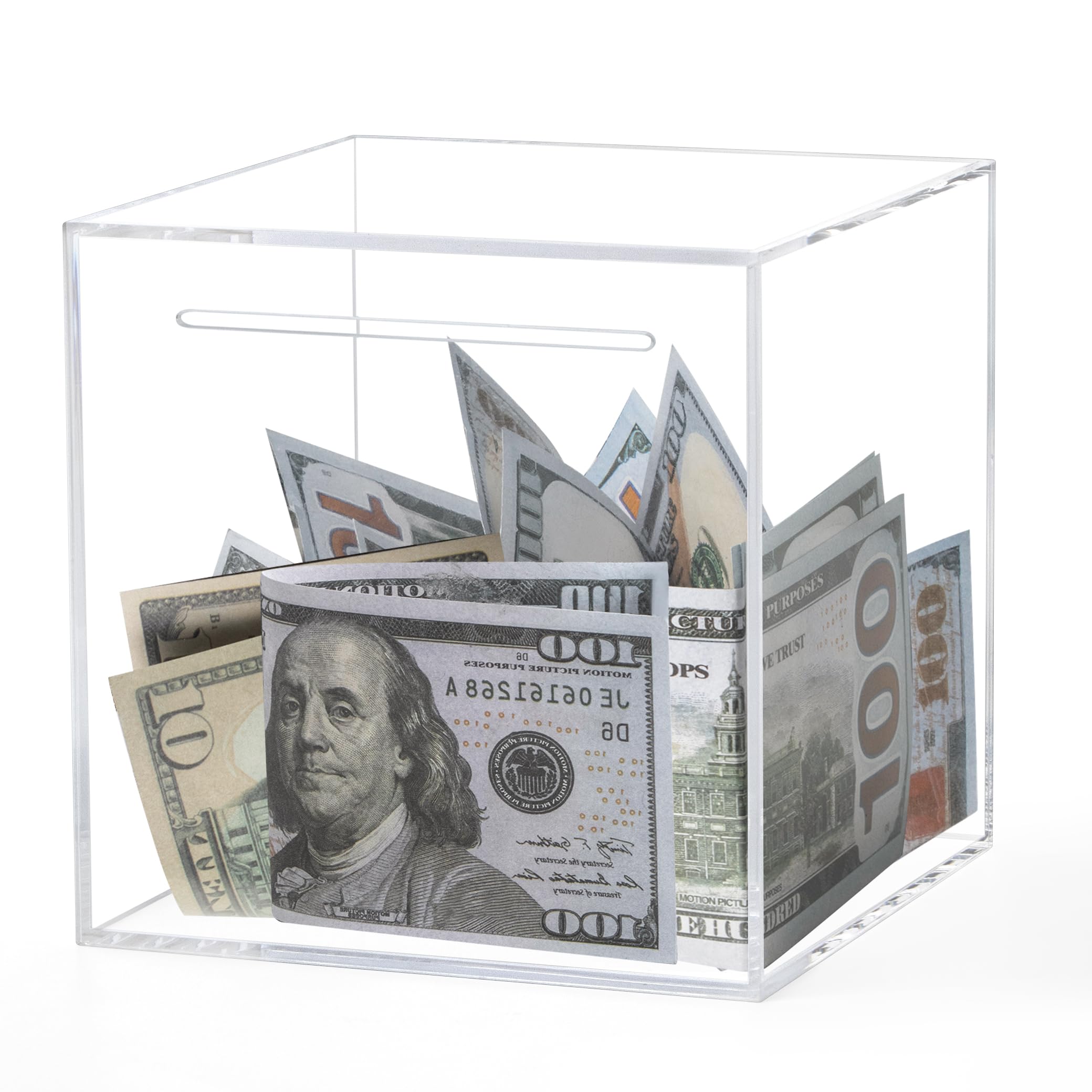Kypeeka clear piggy bank front view shows growing savings