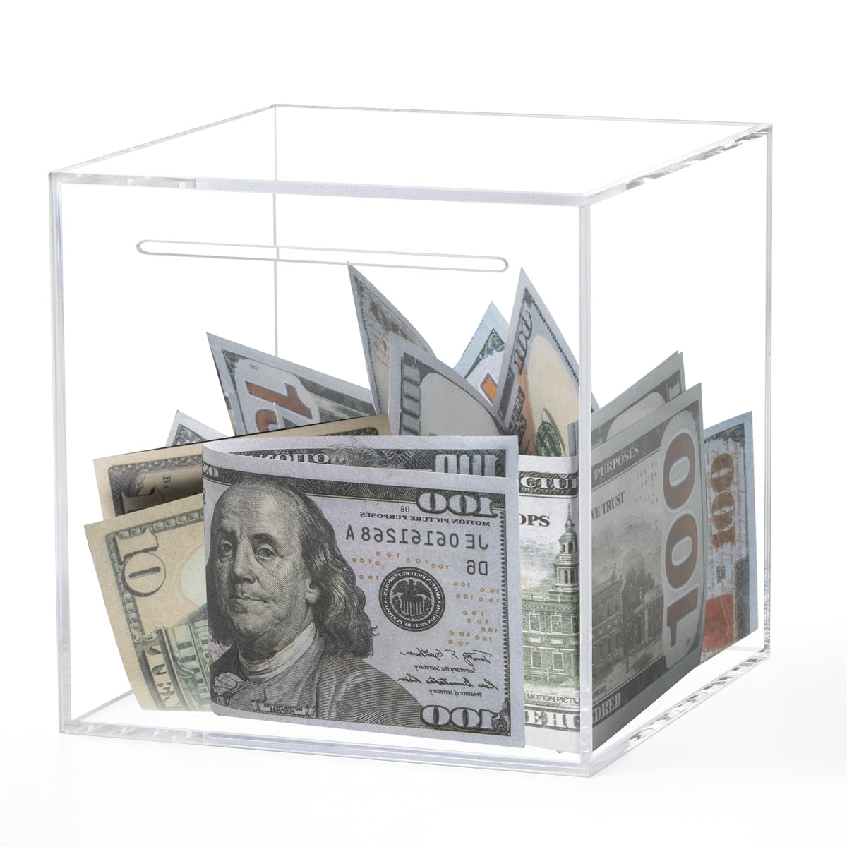 Kypeeka clear piggy bank front view shows growing savings