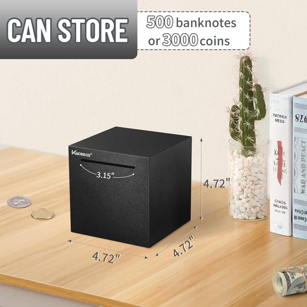 Kypeeka piggy bank close-up highlights fingerprint-resistant matte black finish