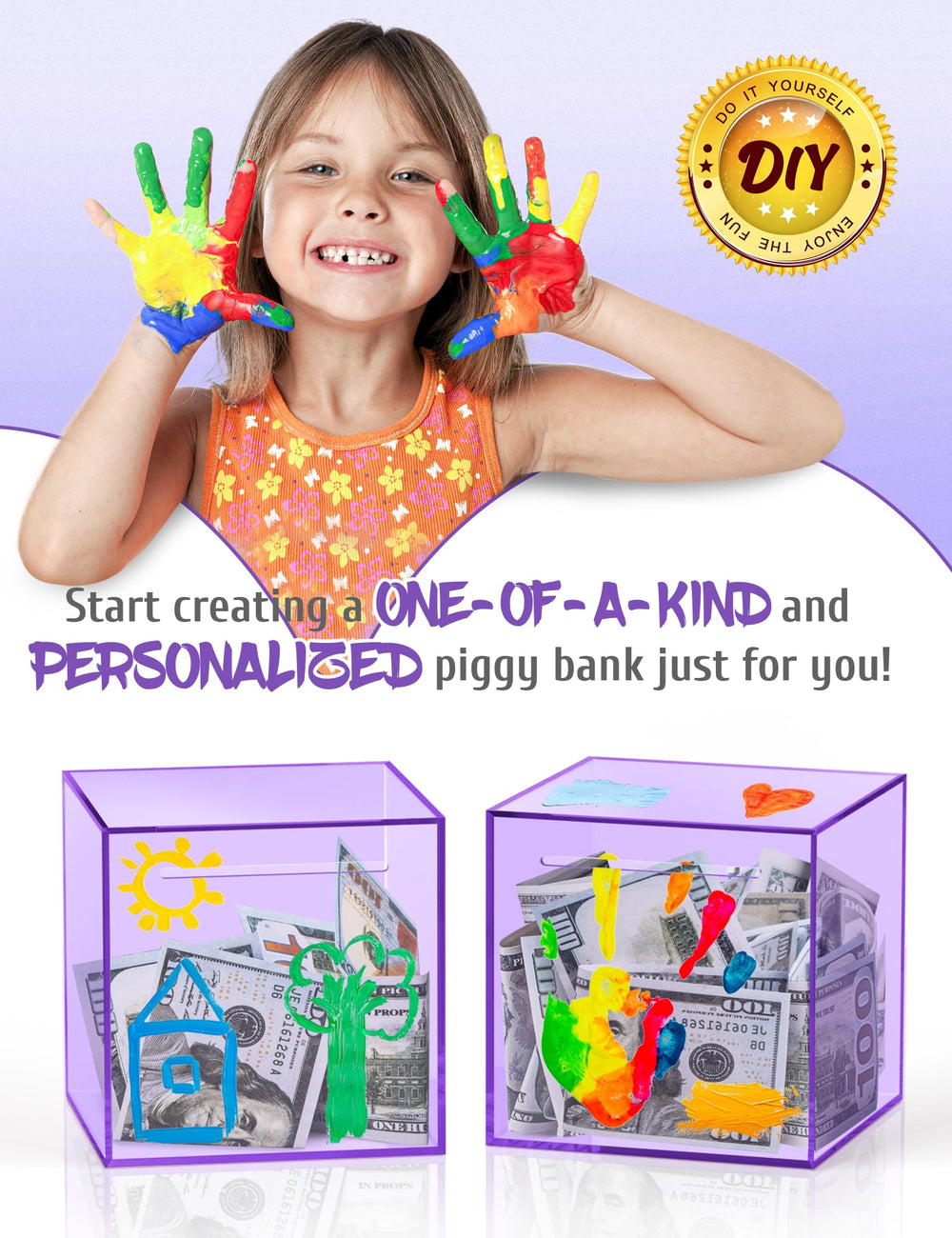 Kypeeka piggy bank with saving for tomorrow sticker for decoration