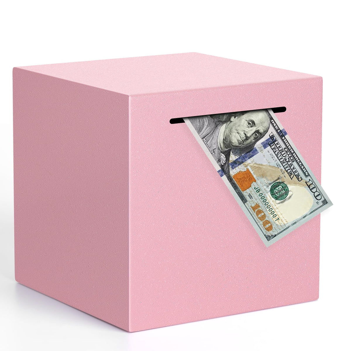 Kypeeka pink 5.9-inch piggy bank with frosted finish keeps savings safe and stylish.