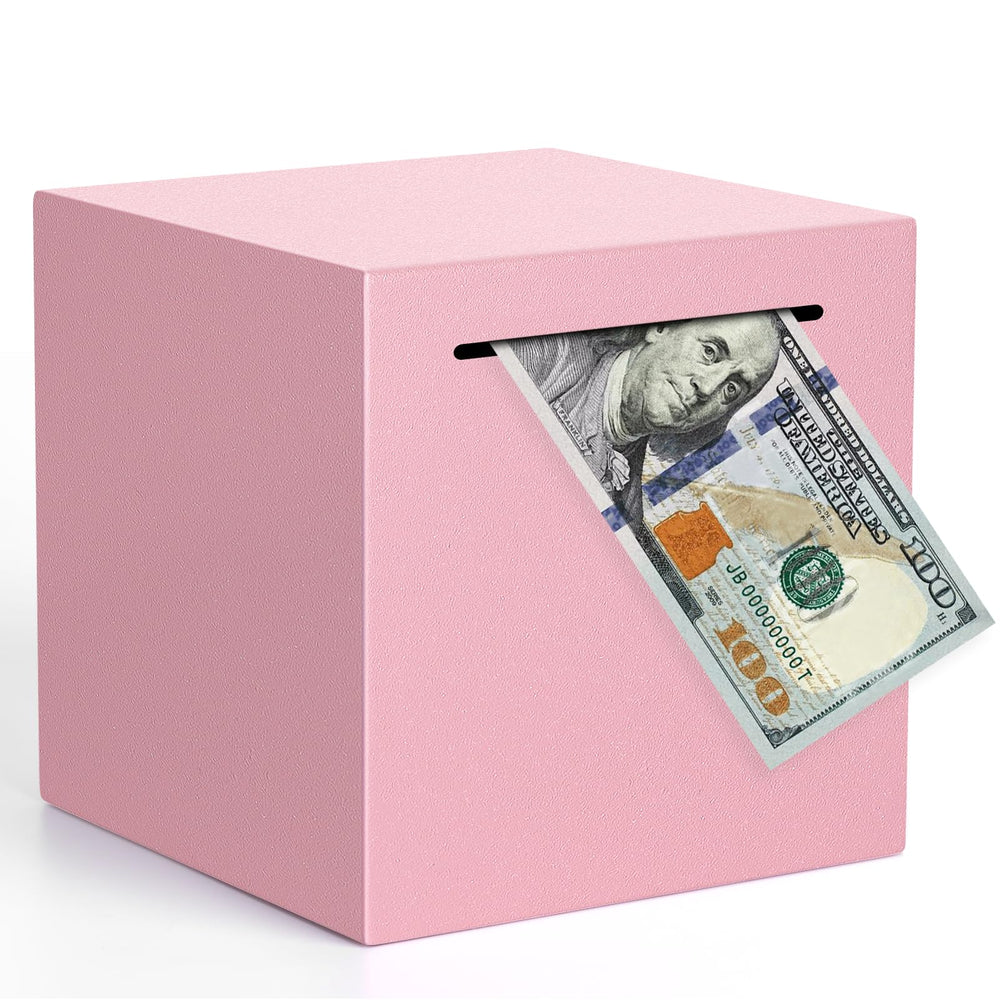 Kypeeka pink stainless steel piggy bank for durable savings and modern home decor.