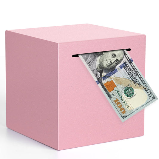 Kypeeka pink stainless steel piggy bank for durable savings and modern home decor.