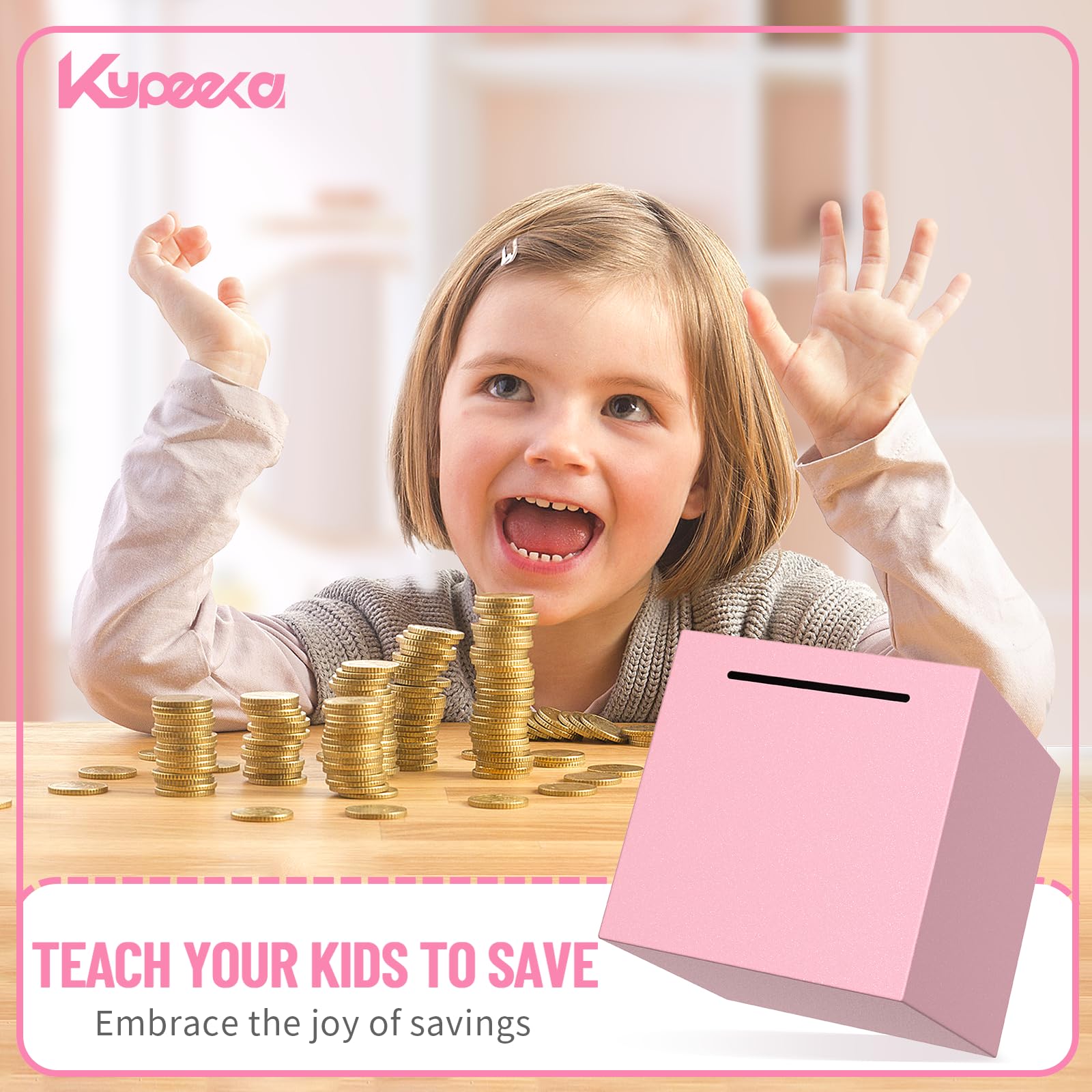 Kypeeka piggy bank doubles as a decorative, room-friendly accent.
