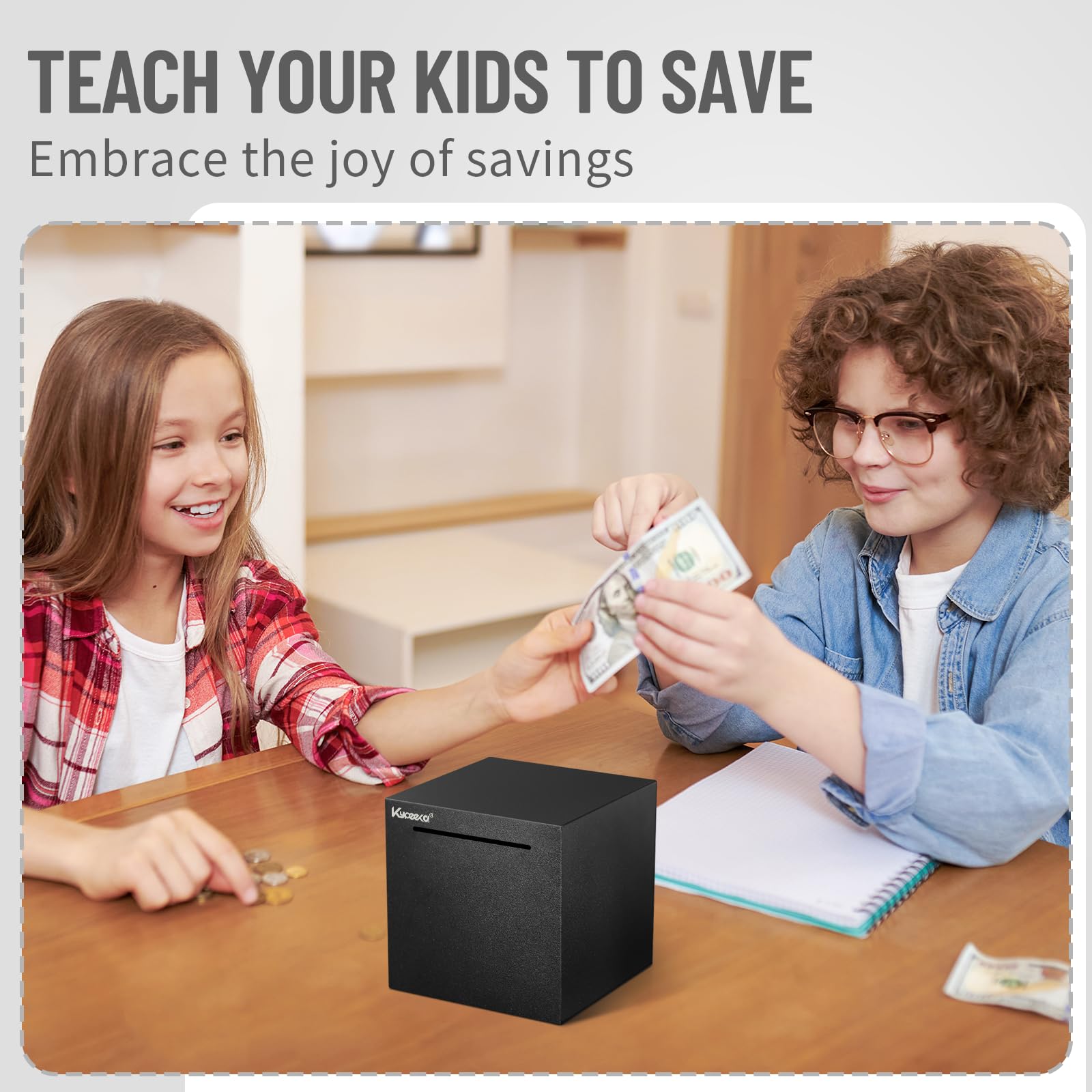 Kypeeka unopenable metal savings box presented as a gift-ready option