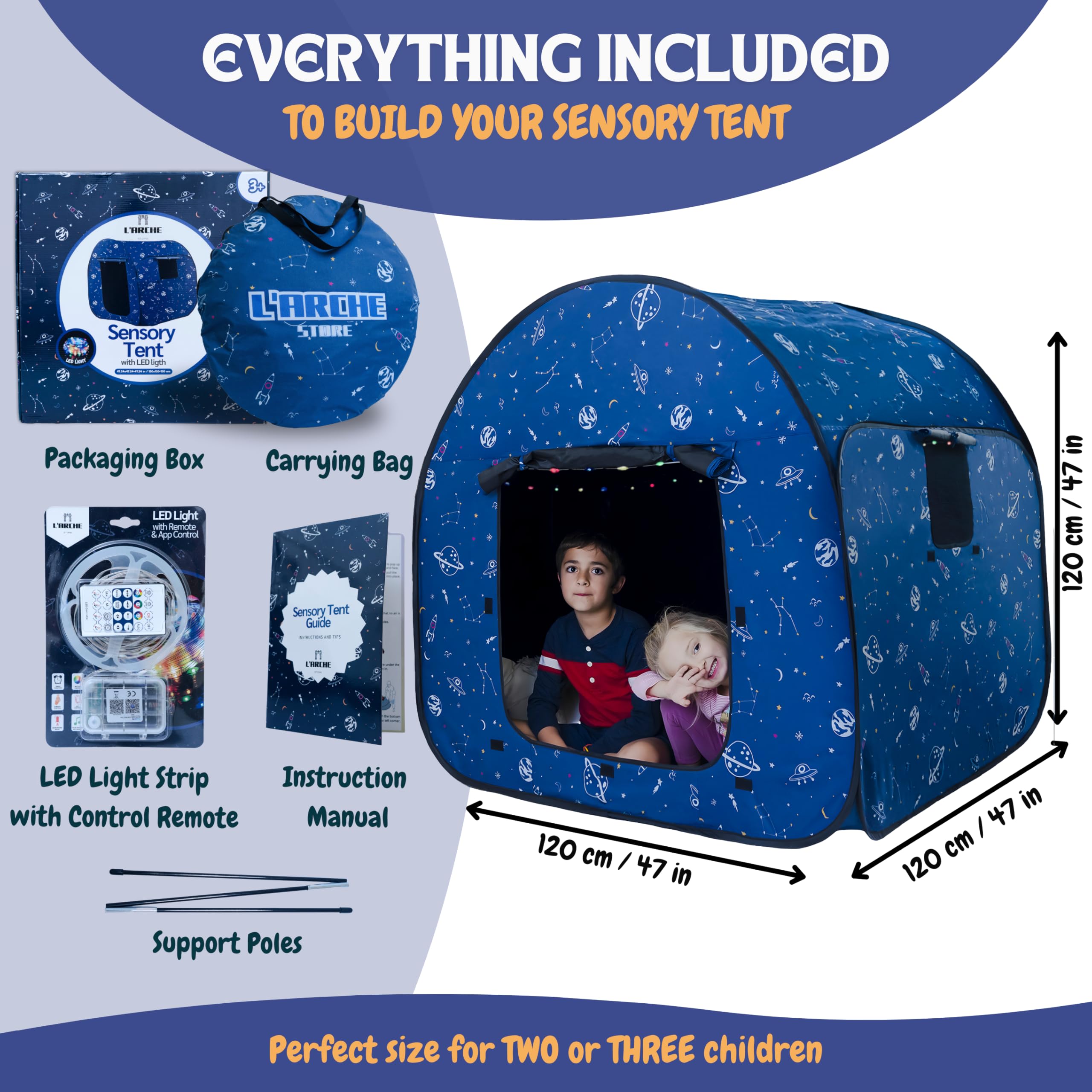 L'Arche tent material is soft polyester and CPC certified for safety
