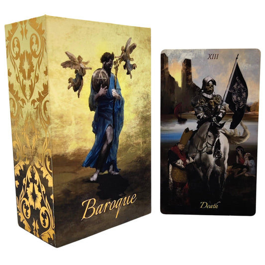 La Muci Baroque Gold Foil Tarot cards reveal gold-foil accents for a premium reading aesthetic.