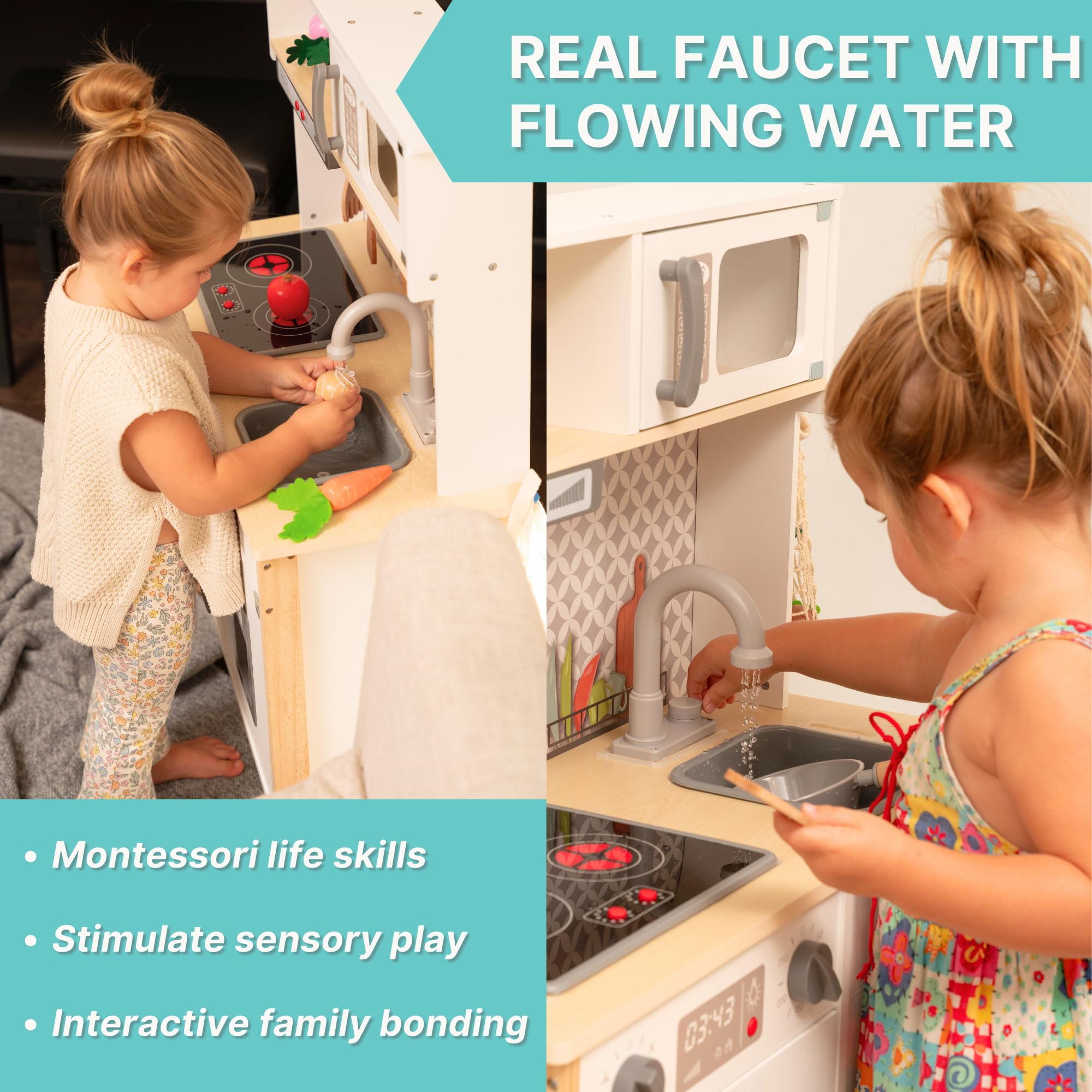 La Premura wooden play kitchen with lights and sounds for realistic play