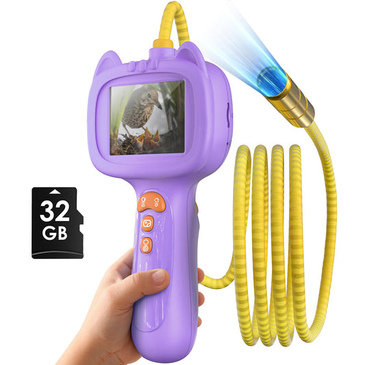 Laaguu borescope camera with cat coat sparks curiosity during nature exploration.
