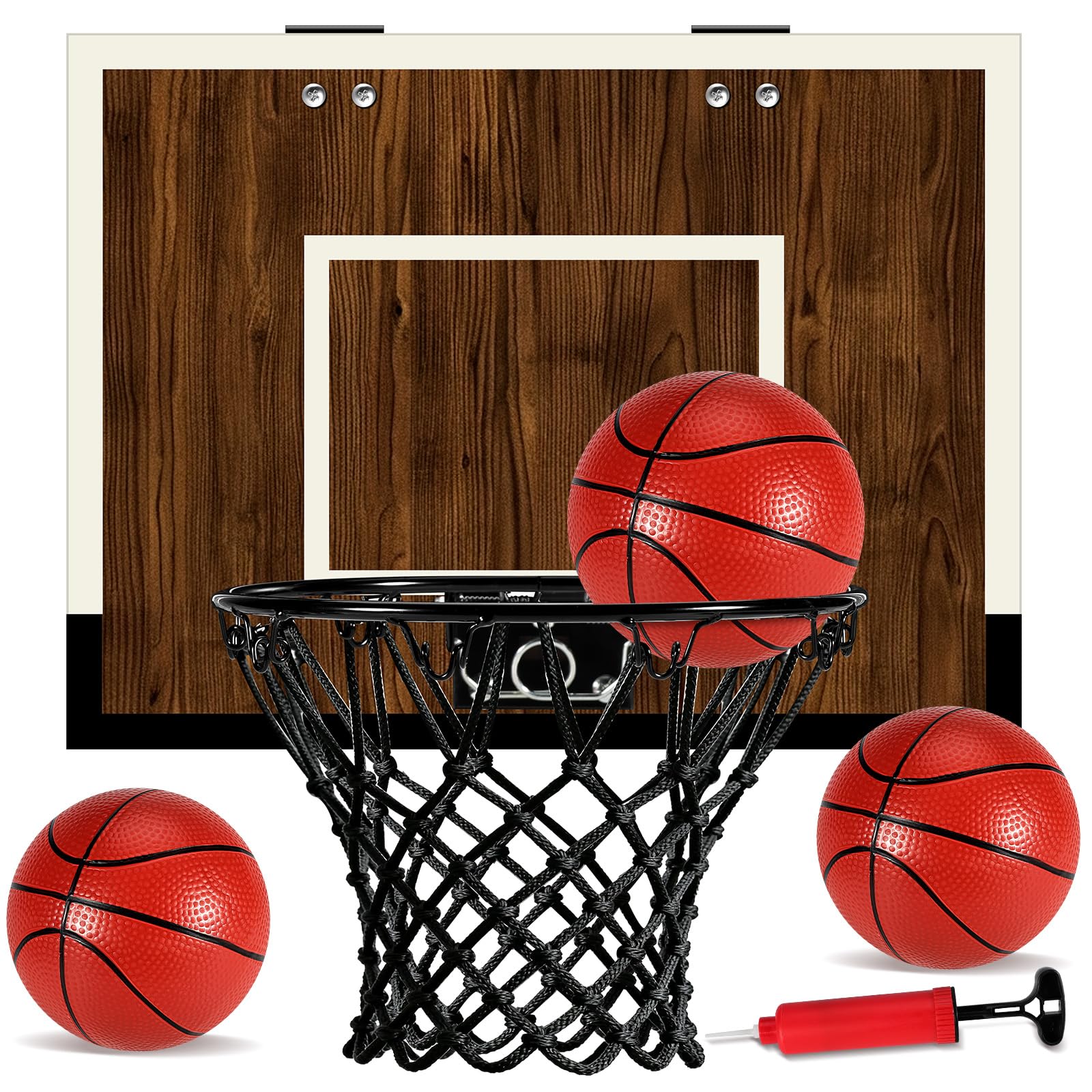Laapee mini hoop on wall with dark wood backboard for stylish small-space play