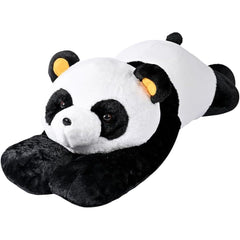 Labauxite panda bear pillow offers reading comfort while seated on a sofa