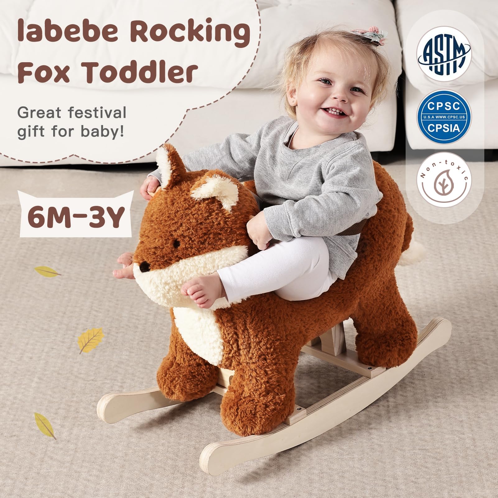 Labebe 3-point safety harness grows with your child during play.