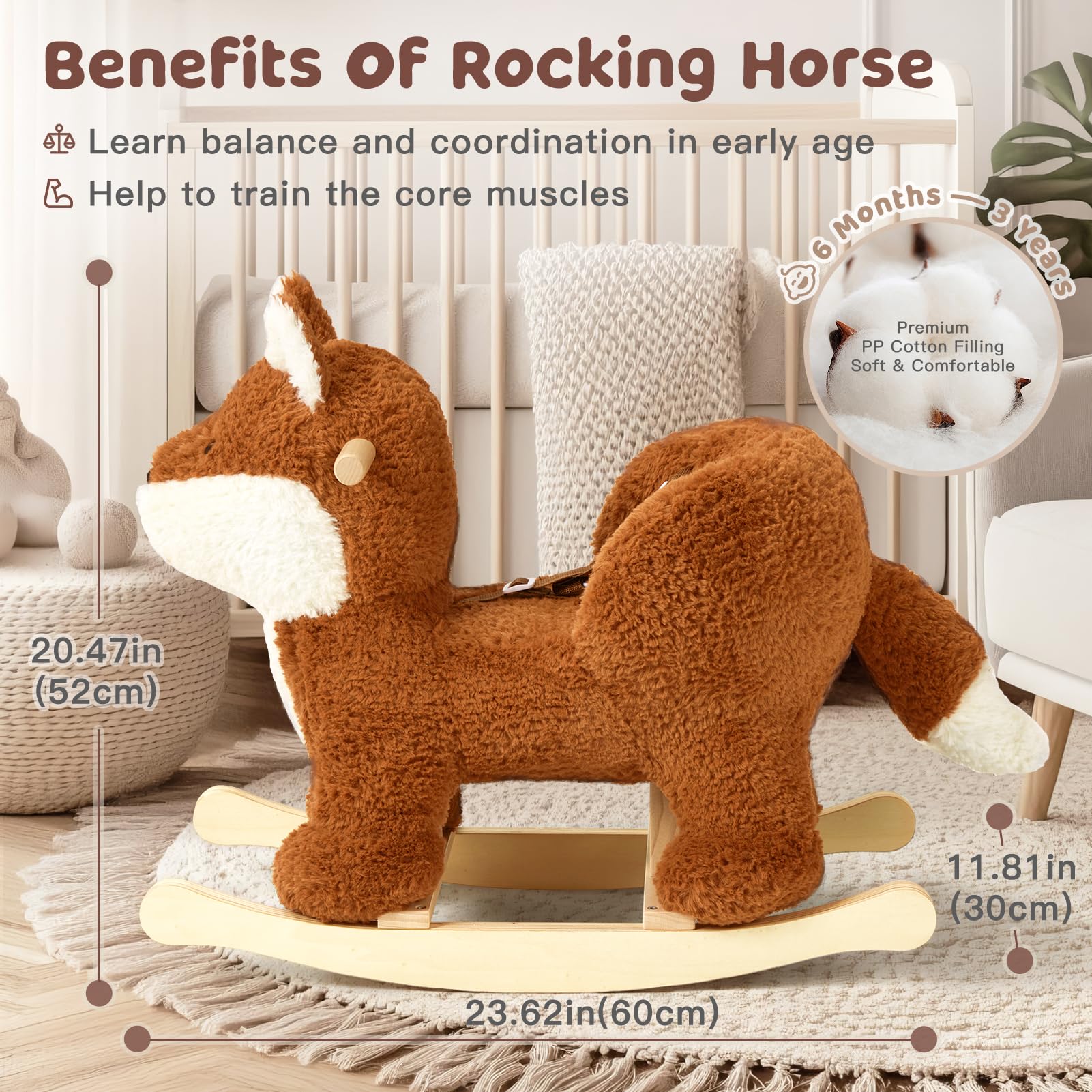 Labebe rattling ears add gentle sound to stimulate senses.