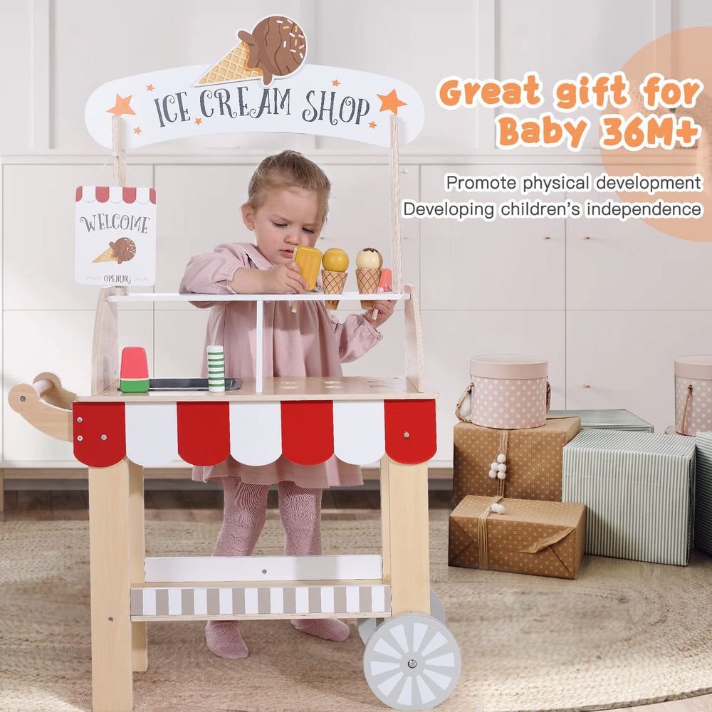 Labebe wooden wheels and handle enable easy pushing around the room.