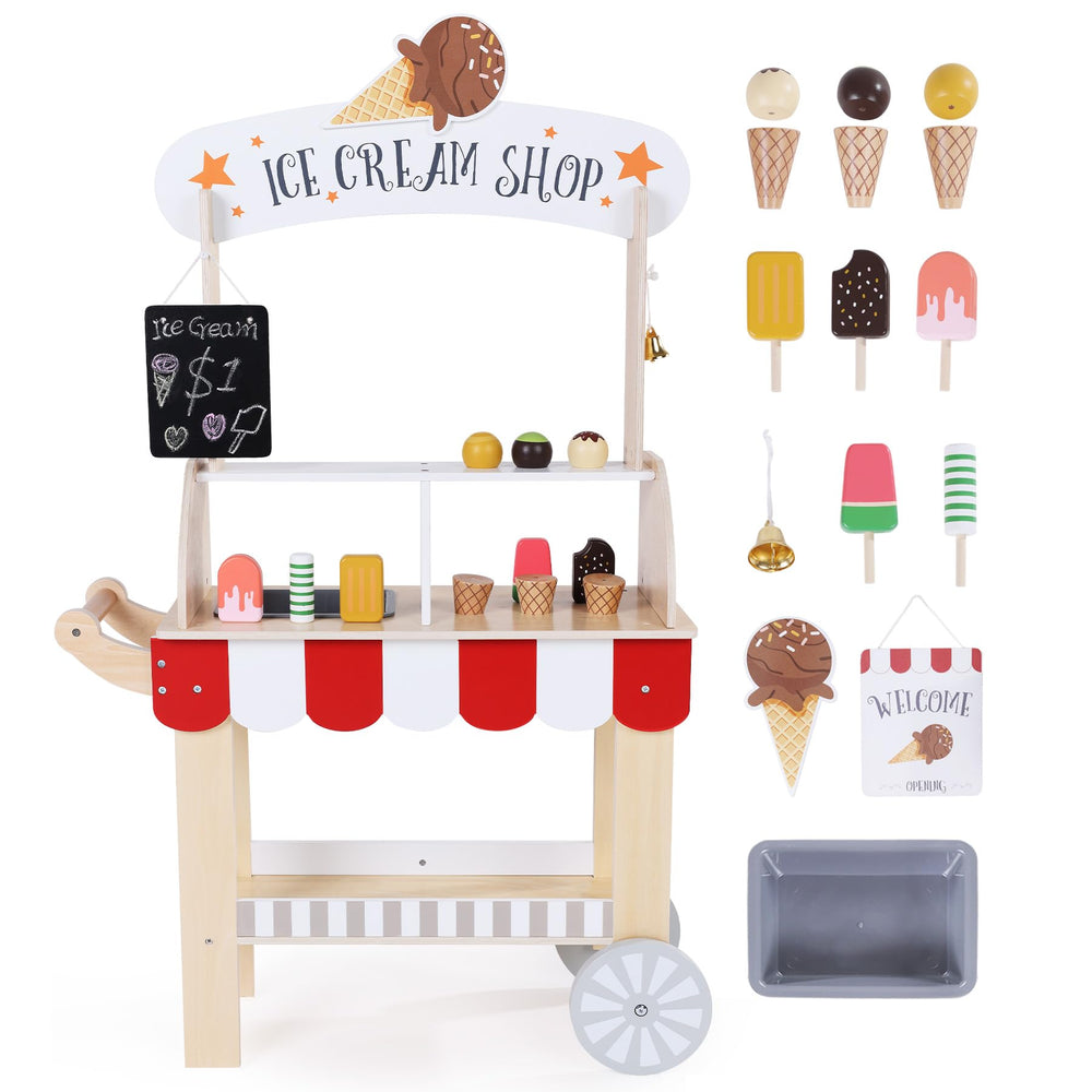 Labebe bottom storage helps tidy small accessories after ice cream play.