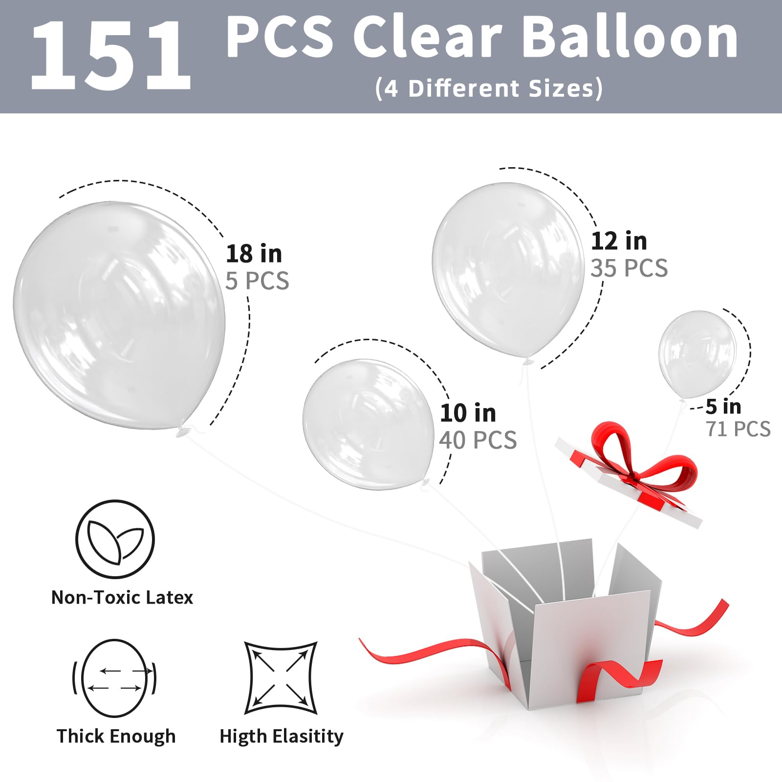 Labeol clear 12-inch balloons add layered depth to decor.