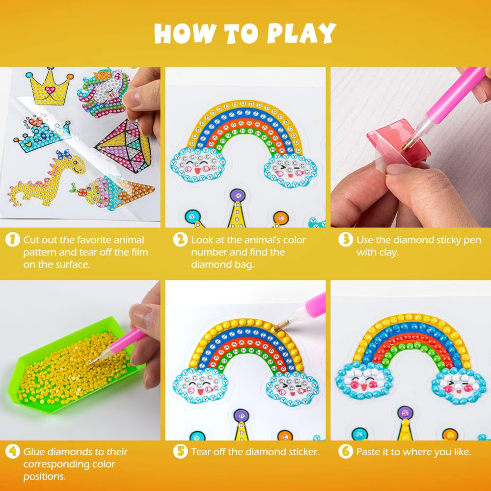 Labeol Diamond Art Kit peel-film-closeup shows easy start for kids.