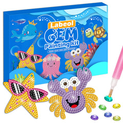 Labeol gem art kit fox keychain project for kids, portable keepsake.
