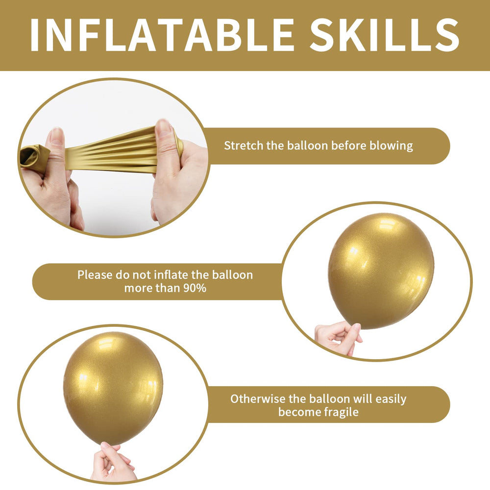 Labeol gold balloons 10-inch create a layered garland display.