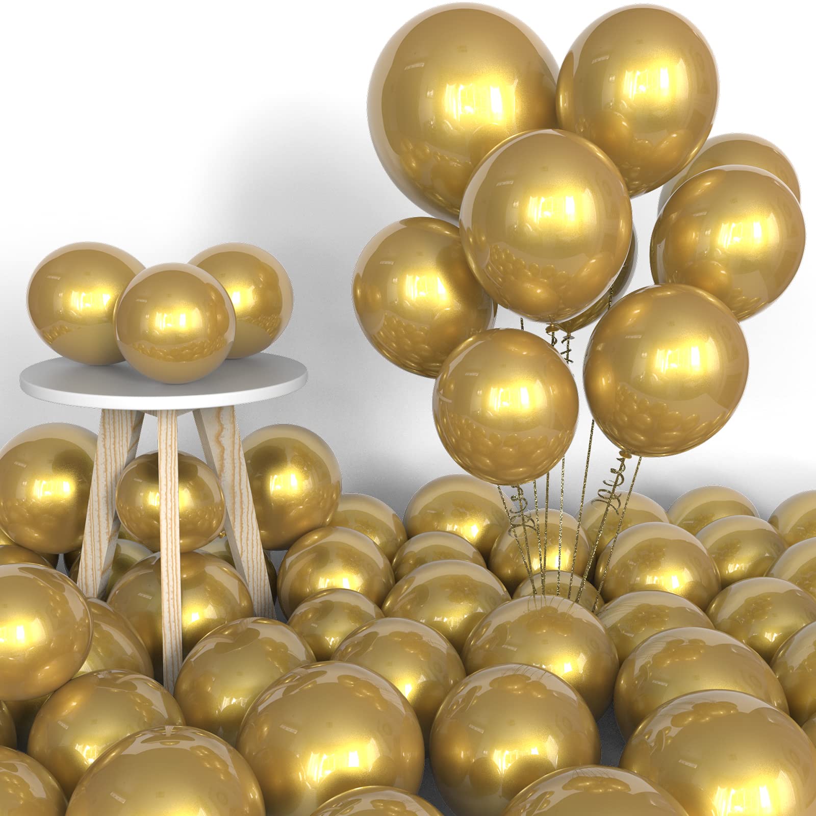 Labeol gold balloons 5-inch perfect for accent clusters.