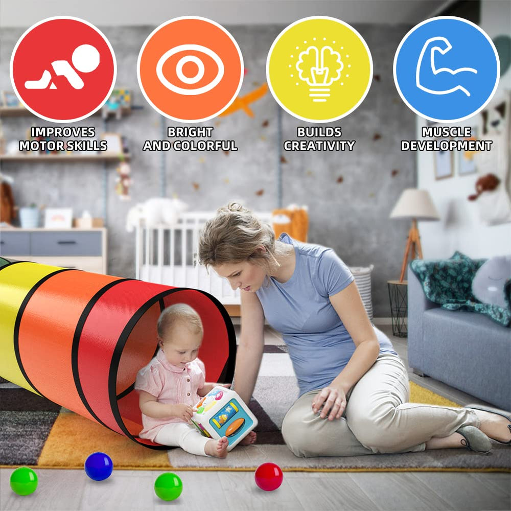 Labeol toddler crawl tunnel with breathable mesh for airflow and visibility.