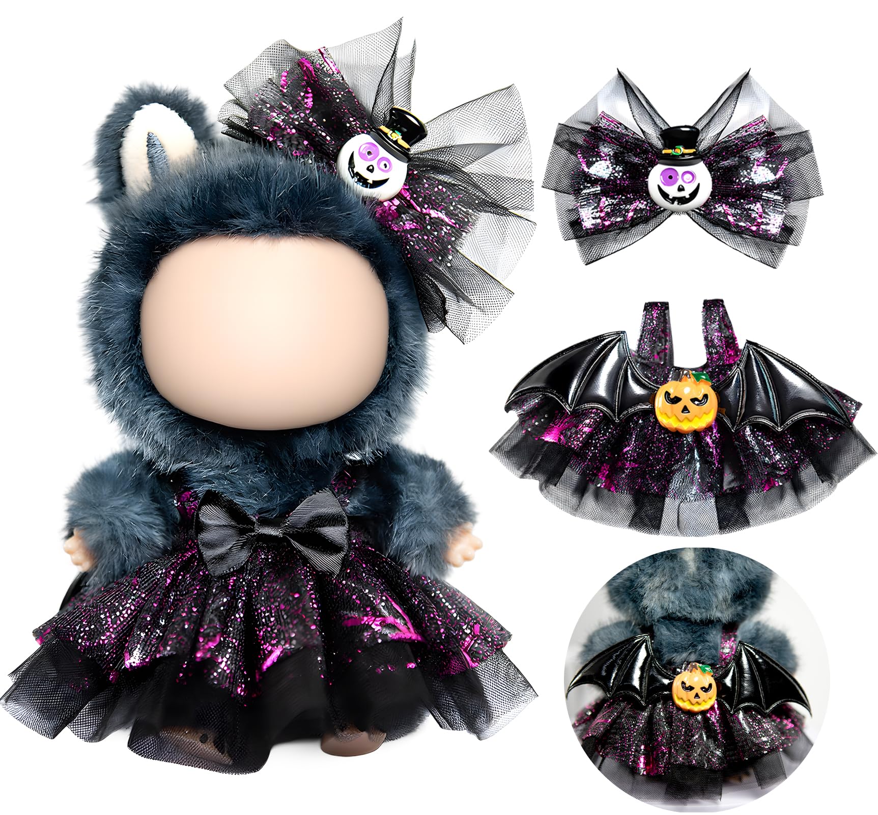 LABUBU 17cm doll devil dress with angel wings for imaginative play.