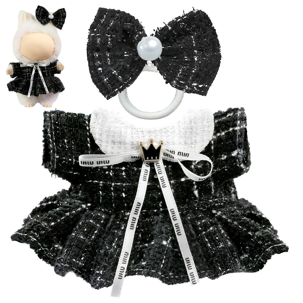 LABUBU bow headdress enhances 17cm doll styling for chic display.