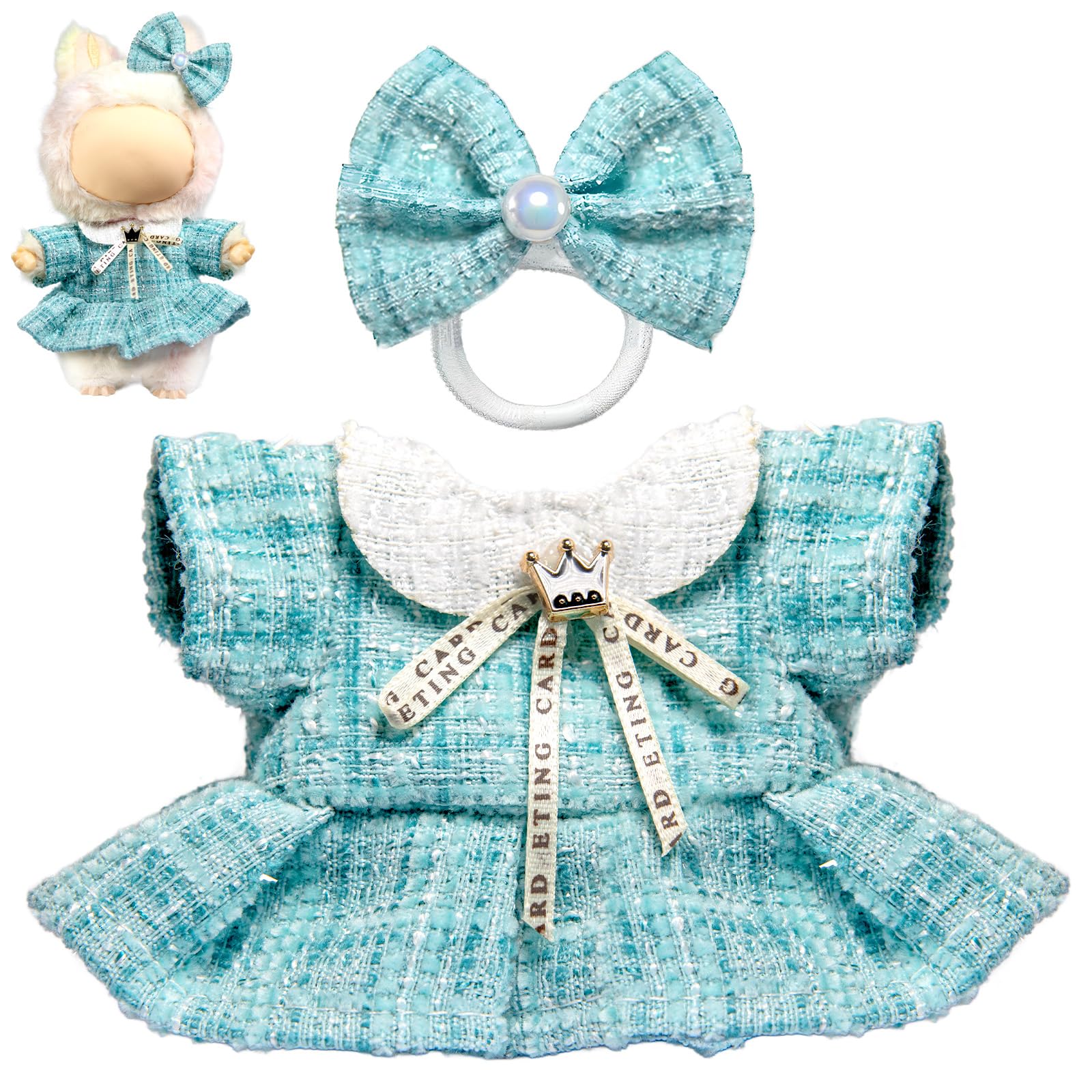 LABUBU bow headdress enhances 17cm doll outfits for stylish display