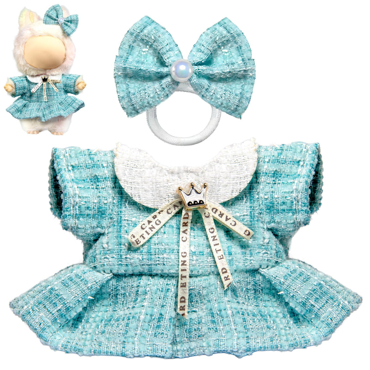 LABUBU bow headdress enhances 17cm doll outfits for stylish display