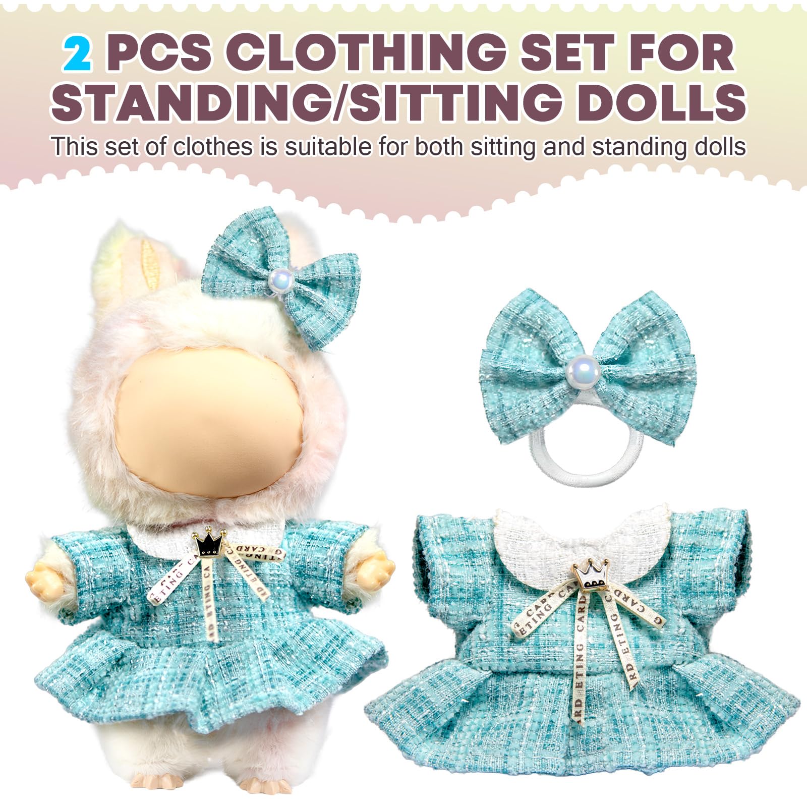 LABUBU doll accessories pack includes bow and pieces to mix-and-match outfits