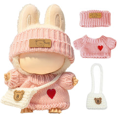 Labubu heart sweater on 17cm doll for adorable dress-up fun.