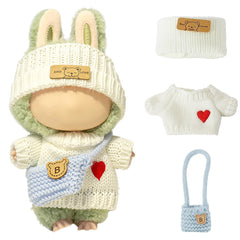 LABUBU heart sweater close-up highlighting cozy knit for 17cm dolls
