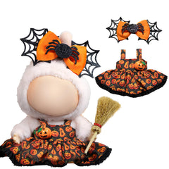 LABUBU spider headdress closeup with delicate crochet detail.