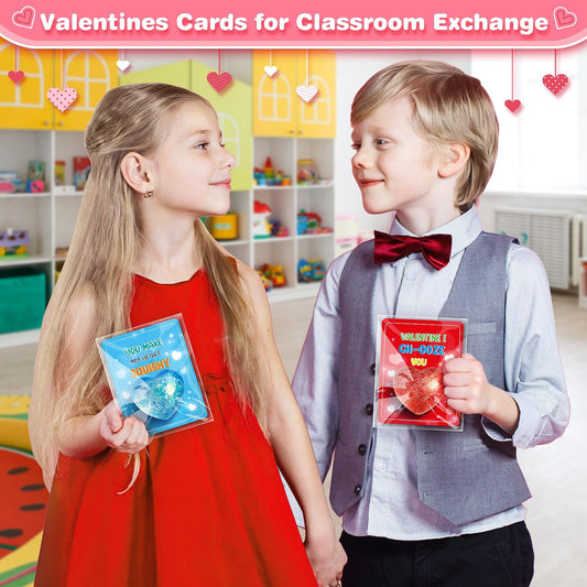 LACCHOUFEE greeting cards with heart designs, 24-pack, perfect for kids' Valentine exchanges.