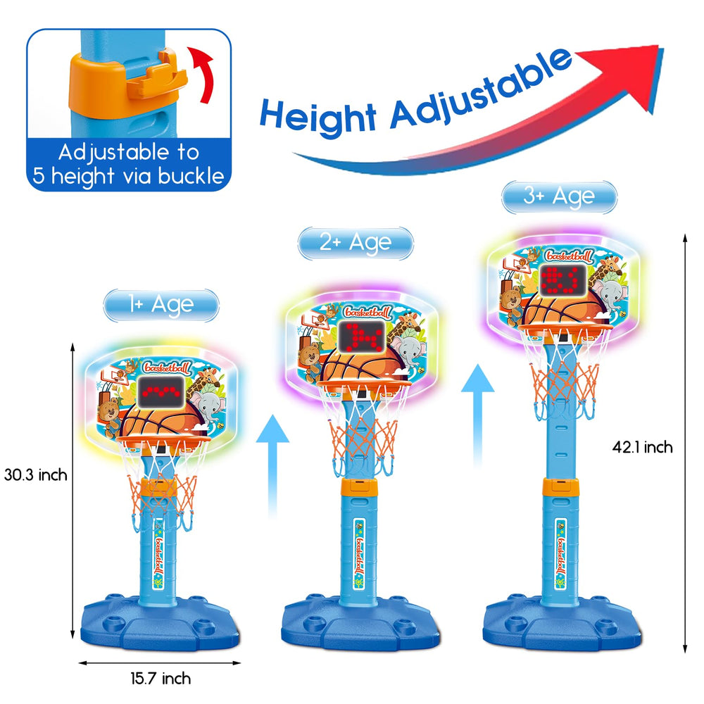 LACCHOUFEE adjustable-height hoop grows with your child for years.