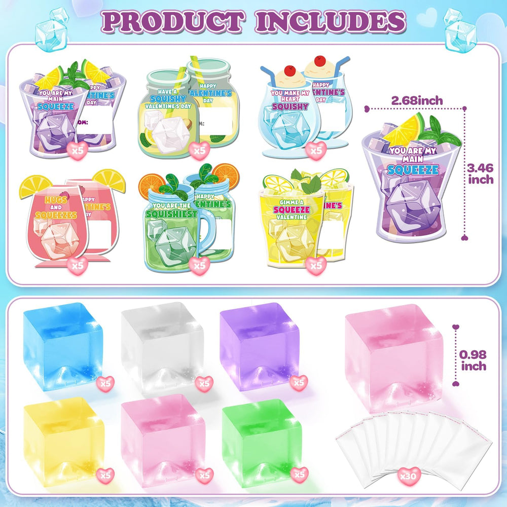 LACCHOUFEE ice-cube squishy toys in six colors for creative, stress-relief play.