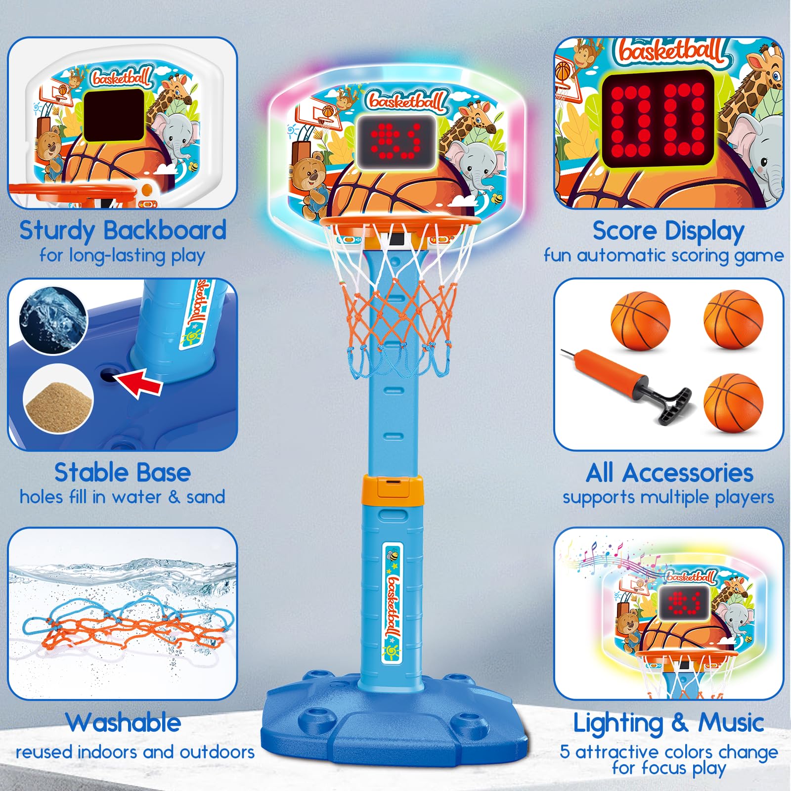 LACCHOUFEE kids playing basketball enjoy motor-skill friendly activity.