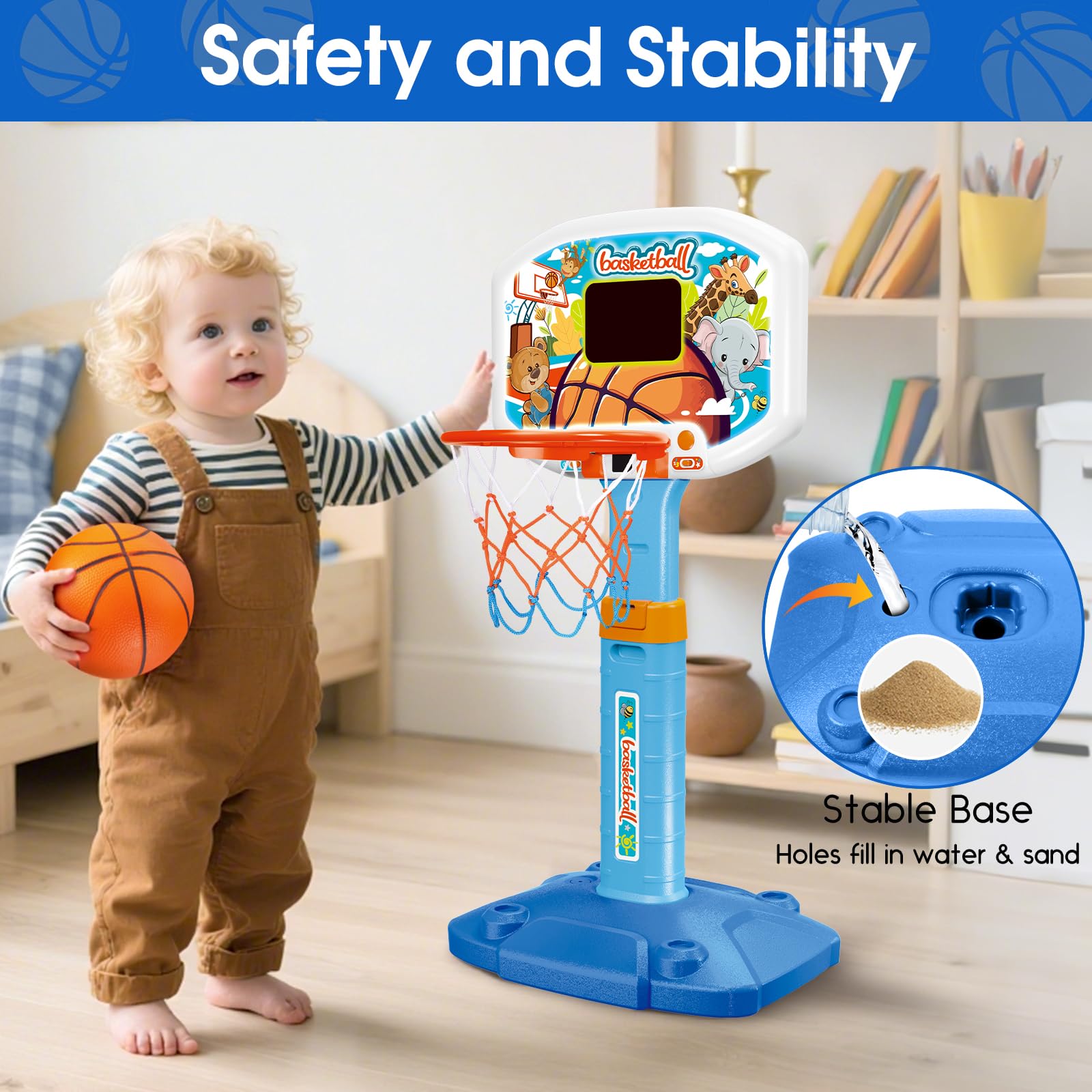LACCHOUFEE portable hoop supports indoor and outdoor play across rooms.