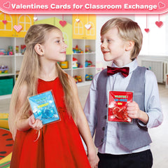 LACCHOUFEE valentines card blue design paired with a heart stress ball for kids.