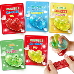 LACCHOUFEE valentines heart stress ball 24-pack in bright colors for classroom gifts.