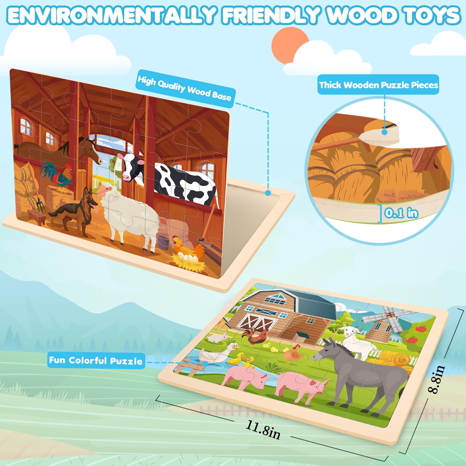 LACCHOUFEE farm puzzle set designed with smooth edges for safe toddler play