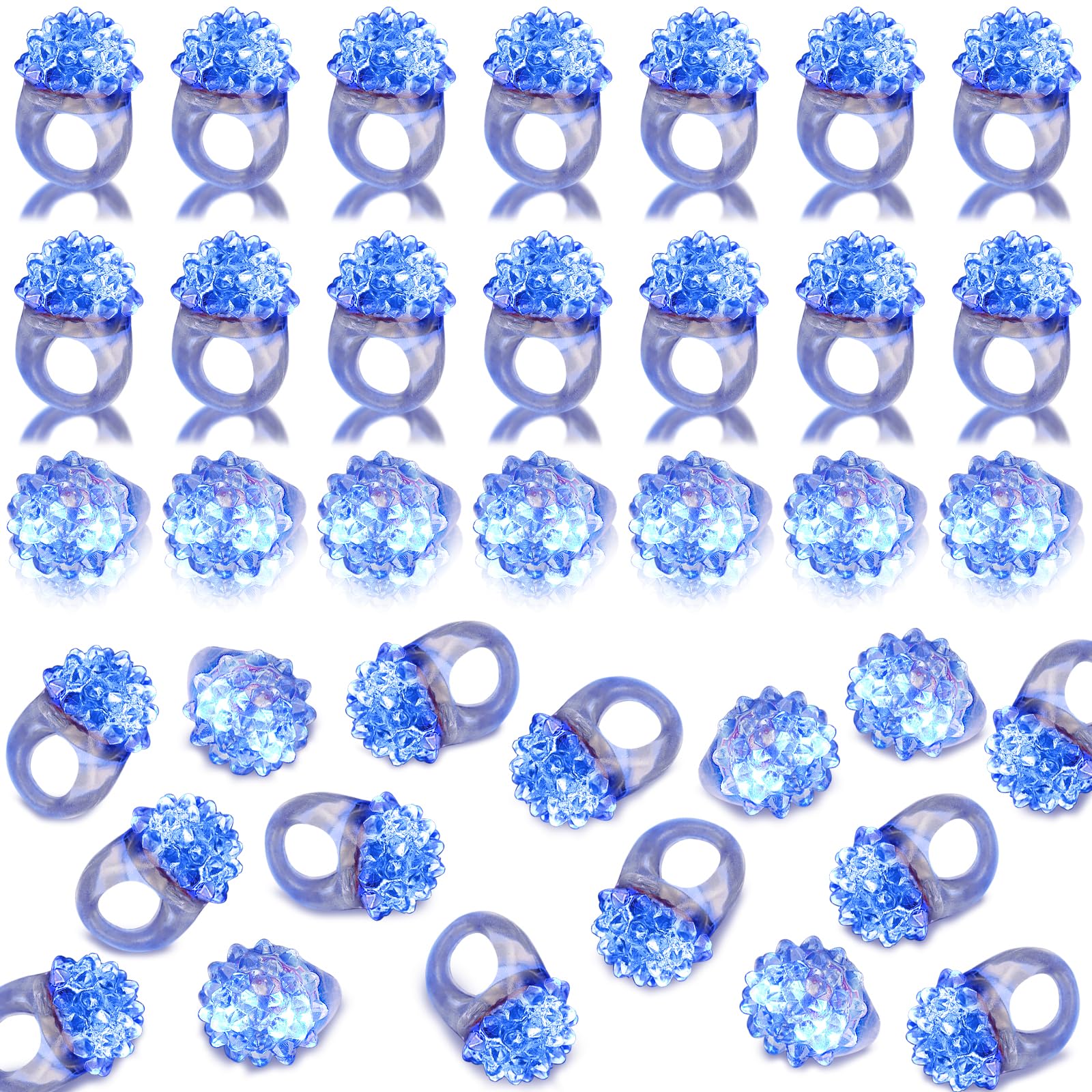 LACGO 60pcs Halloween LED rings glow blue for party favors and fun