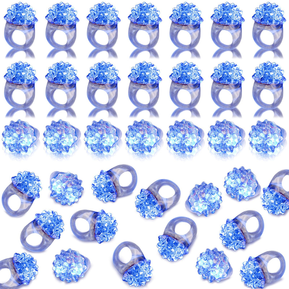 LACGO 60pcs Halloween LED rings glow blue for party favors and fun