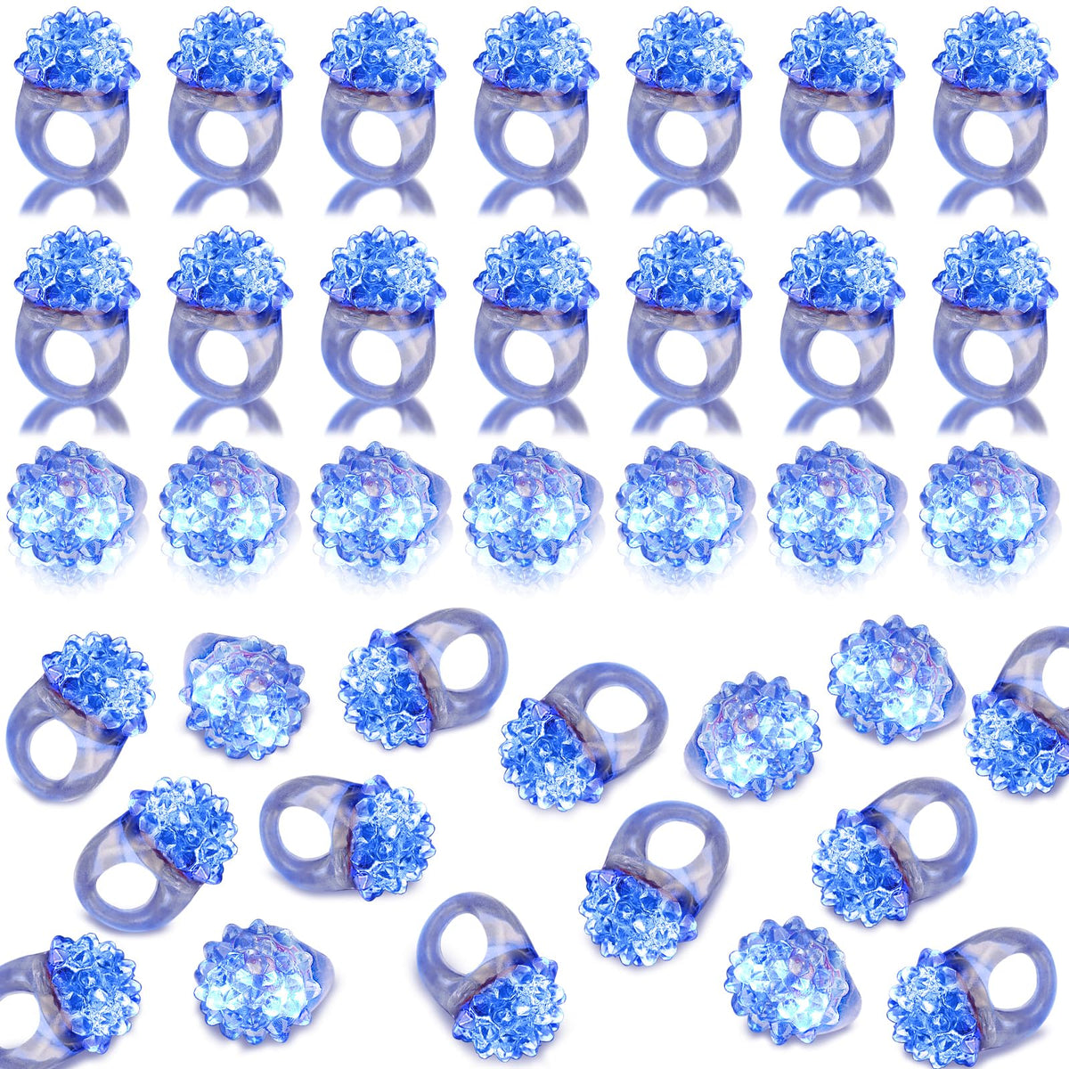 LACGO 60pcs Halloween LED rings glow blue for party favors and fun