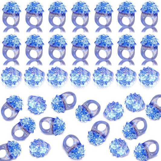 LACGO 60pcs Halloween LED rings glow blue for party favors and fun