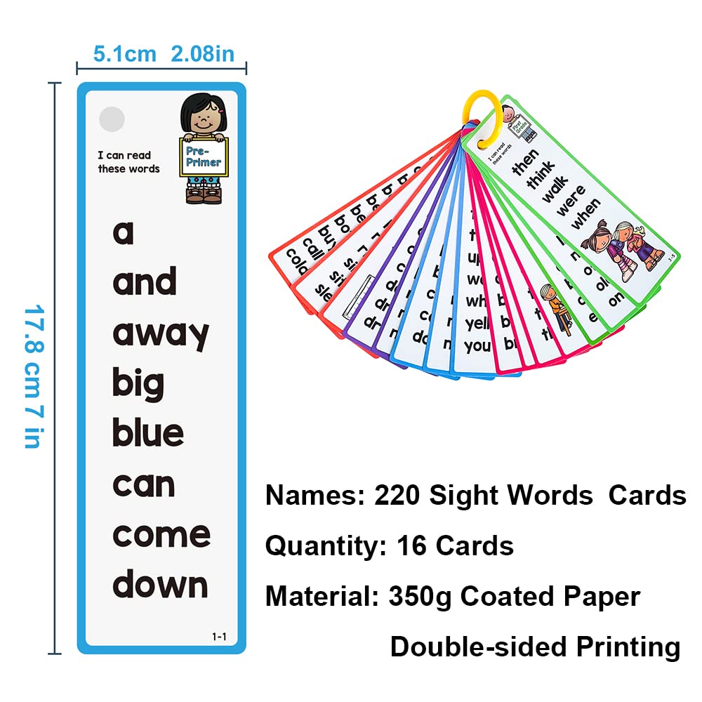 Lachilly 220 sight words flashcards back view showing double-sided printing.