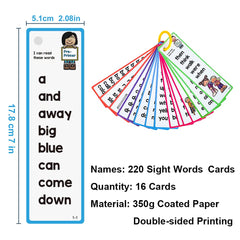 Lachilly 220 sight words flashcards back view showing double-sided printing.